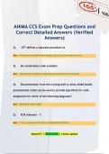 AHIMA CCS Exam Prep Questions and Correct Detailed Answers &lpar;Verified  Answers&rpar;