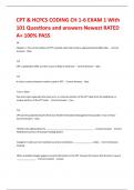 CPT & HCPCS CODING CH 1-6 EXAM 1 With 101 Questions and answers Newest RATED A&plus; 100&percnt; PASS