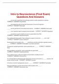Intro to Neuroscience &lpar;Final Exam&rpar; Questions And Answers