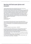 Nursing 142 final exam Quizes and Answers