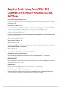Acquired Brain Injury Exam With 223 Questions and answers Newest 20252&sol;6 RATED A&plus;
