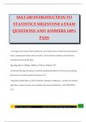 MAT-240 INTRODUCTION TO STATISTICS MILESTONE 4 EXAM QUESTIONS AND ANSWERS 100&percnt; PASS