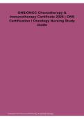  ONS ONCC Chemotherapy & Immunotherapy Certificate 2025&sol; 2026 ONS Certification Oncology Nursing Study Guide 100&percnt; Verified with Correct Questions and Answers
