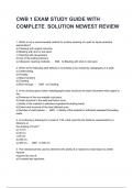 CWB 1 EXAM STUDY GUIDE WITH COMPLETE  SOLUTION NEWEST REVIEW