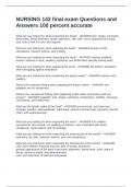 NURSING 142 final exam Questions and Answers 100 percent accurate
