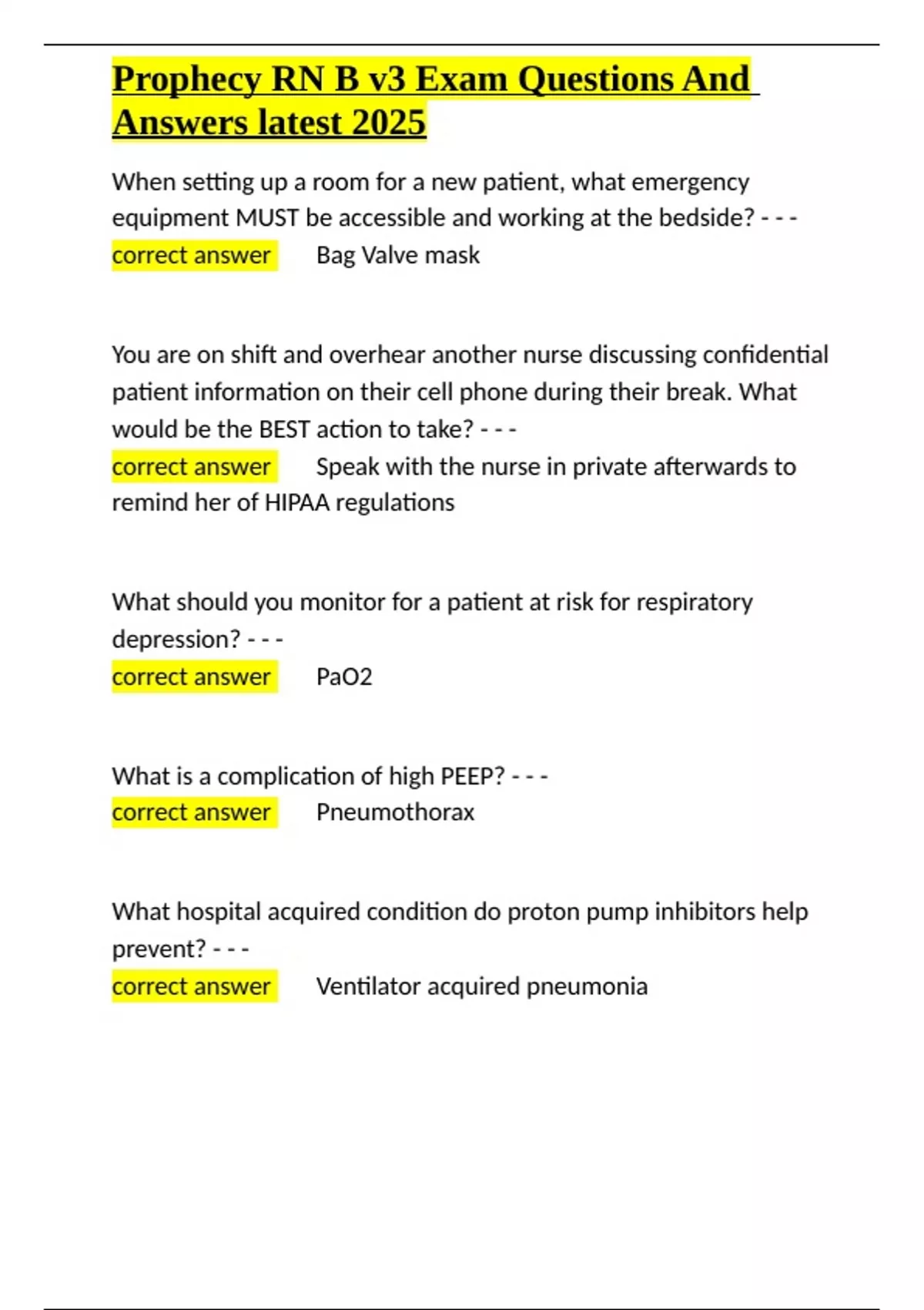 Prophecy RN B v3 Exam Questions And Answers latest 2025.docx - Prophecy ...