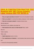 OSHA 30 CONSTRUCTION PRACTICE TEST Questions with 100- Correct Answers Latest Versions 2025 TOP