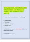 OSHA 10 GENERAL INDUSTRY PRACTICE EXAM Questions with 100- correct Answers Latest Versions
