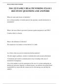 NSG 222 FAMILY HEALTH NURSING EXAM 1 2025 STUDY QUESTIONS AND ANSWERS