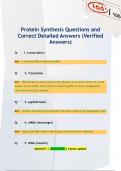 Protein Synthesis Questions and Correct Detailed Answers &lpar;Verified  Answers&rpar;