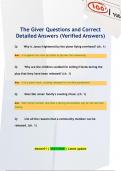 The Giver Questions and Correct  Detailed Answers &lpar;Verified Answers&rpar;