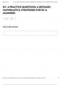 EC- 6 PRACTICE QUESTIONS&colon; A DETAILED &comma; MATHEMATICS&comma; STRATEGIES FOR EC-6 LEARNERS