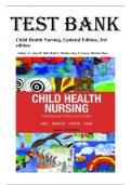 Test Bank For Child Health Nursing&comma; Updated Edition 3rd Edition by Jane W&period; Ball&comma; All Chapters Covered