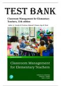 Test Bank for Classroom Management for Elementary Teachers, 11th edition by Evertson, All Chapters Covered