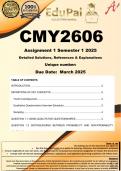 CMY2606 Assignment 1 (COMPLETE ANSWERS) Semester 1 2025 - DUE March 2025