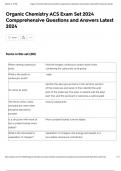  Organic Chemistry ACS Exam Set 2024 Compprehensive Questions and Answers Latest 2024