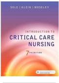 TEST BANK FOR INTRODUCTION TO CRITICAL CARE NURSING 7TH EDITION BY SOLE ALL CHAPTERS COVERED QUESTIONS AND ANSWERS GRADED A&plus; 100&percnt; VERIFIED &vert;LATEST UPDATE&vert; &vert;2025-26&vert;