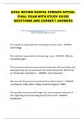 HOSA REVIEW DENTAL SCIENCE ACTUAL  FINAL EXAM WITH STUDY GUIDE  QUESTIONS AND CORRECT ANSWERS 