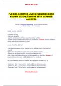 FLORIDA ASSISTED LIVING FACILITIES EXAM  REVIEW 2025 QUESTIONS WITH VERIFIED  ANSWERS