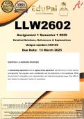 LLW2602 Assignment 1 &lpar;COMPLETE ANSWERS&rpar; Semester 1 2025 &lpar;555106&rpar; - DUE 13 March 2025