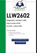 LLW2602 Assignment  1 &lpar;QUALITY ANSWERS&rpar; Semester 1 2025