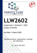LLW2602 Assignment 1 &lpar;DETAILED ANSWERS&rpar; Semester 1 2025 - DISTINCTION GUARANTEED