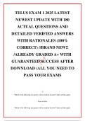 TELUS EXAM 1 2025 LATEST NEWEST UPDATE WITH 180 ACTUAL QUESTIONS AND DETAILED VERIFIED ANSWERS WITH RATIONALES &lpar;100&percnt; CORRECT&rpar; &sol;&sol;BRAND NEW&excl;&excl; &sol;ALREADY GRADED A&plus; WITH GUARANTEED SUCCESS AFTER DOWNLOAD &lpar;ALL YOU NEED TO PASS YOUR EXAMS