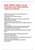 BTEC SPORT LEVEL 3 EXAM QUESTIONS AND THEIR VERIFIED COMPLETE ANSWERS