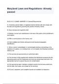 Maryland Laws and Regulations- Already passed questions and answers