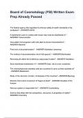 Board of Cosmetology &lpar;PSI&rpar; Written Exam Prep Already Passed questions and answers&period;