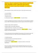 MENTAL HEALTH NUR2459 FINAL REVIEW QUESTIONS AND ANSWERS LATEST UPDATED 2024&sol;2025 A COMPLETE EXAM SOLUTION GRADED TO SCORE A&plus; FOR PASS