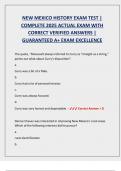 NEW MEXICO HISTORY EXAM TEST &vert;  COMPLETE 2025 ACTUAL EXAM WITH  CORRECT VERIFIED ANSWERS &vert;  GUARANTEED A&plus; EXAM EXCELLENCE 