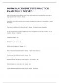 MATH PLACEMENT TEST PRACTICE EXAM FULLY SOLVED&period;
