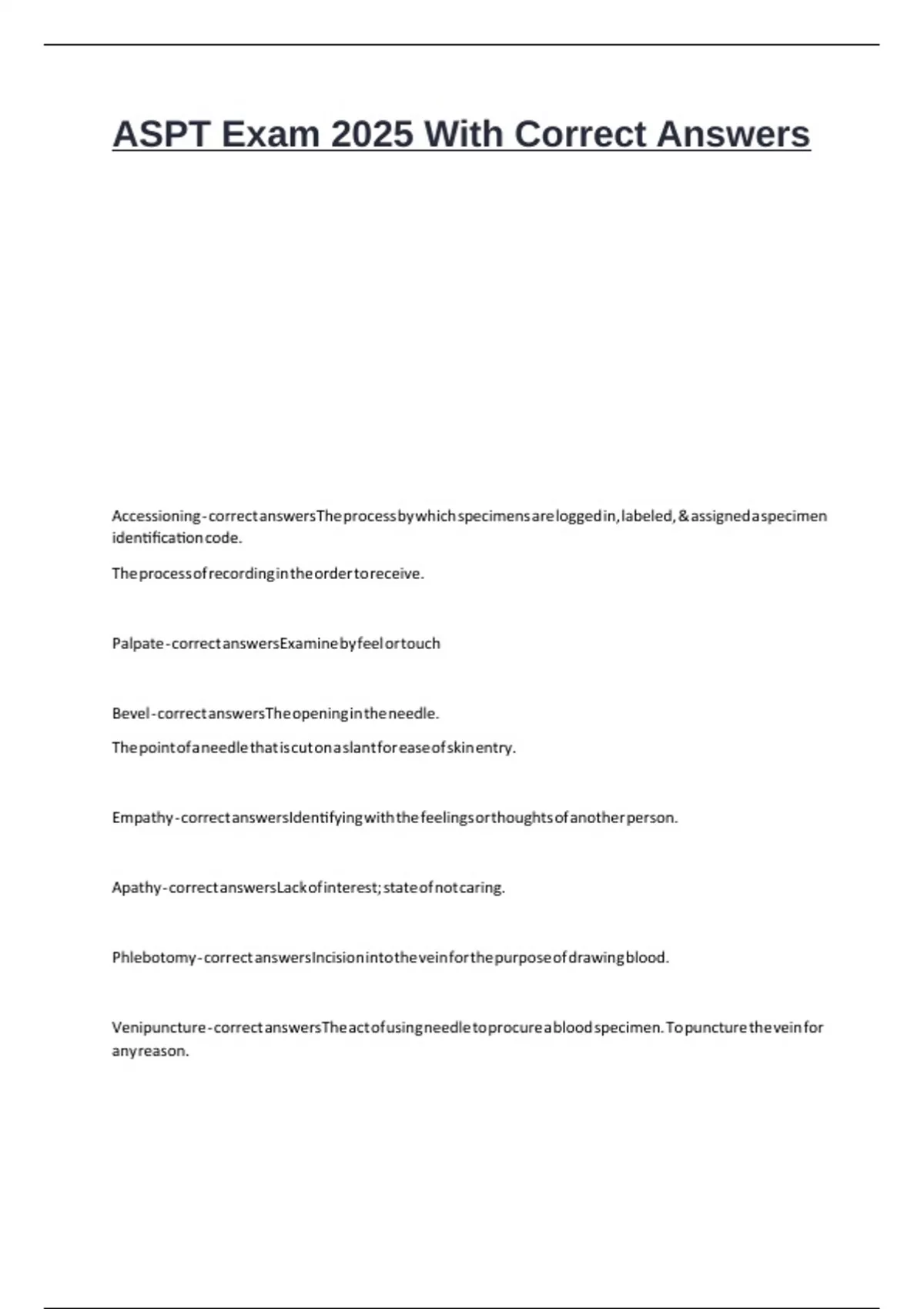 ASPT Exam 2025 With Correct Answers - ASPT - Stuvia US
