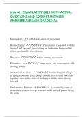 SPHE 421 EXAM LATEST 2025 WITH ACTUAL  QUESTIONS AND CORRECT DETAILED  ANSWERS ALREADY GRADED A&plus; Kinesiology - ANSW&period;&period;study of movement Biomechanics - ANSW&period;&period;The science concerned with the  internal and external forces acting on the human body and the  effe