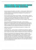AQA A LEVEL PSYCHOLOGY PAPER 2 QUESTIONS AND ANSWERS