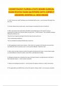 COSMETOLOGY FLORIDA STATE BOARD CLINICAL EXAM REVIEW EXAM QUESTIONS WITH CORRECT ANSWERS VERIFIED A&plus; NEW BRAND