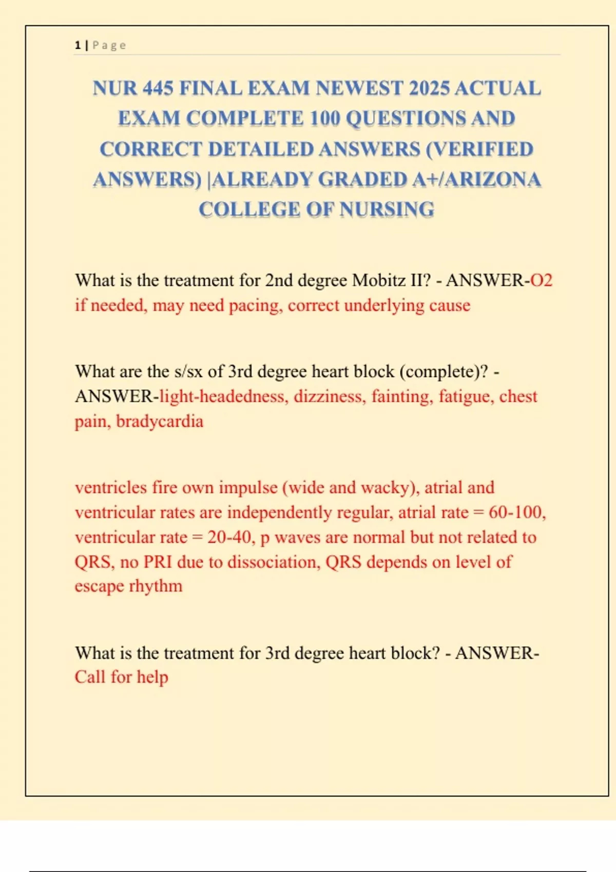 NUR 445 FINAL EXAM NEWEST 2025 ACTUAL EXAM COMPLETE 100 QUESTIONS AND ...