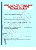 LMRT CORE & PATIENT CARE EXAM &vert;GUARANTEED ACCURATE ANSWERS &vert;VERIFIED