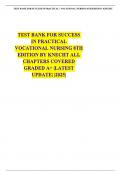 TEST BANK FOR SUCCESS IN PRACTICAL VOCATIONAL NURSING 8TH EDITION BY KNECHT ALL CHAPTERS COVERED GRADED A&plus; &vert;LATEST UPDATE&vert; &vert;2025&vert;