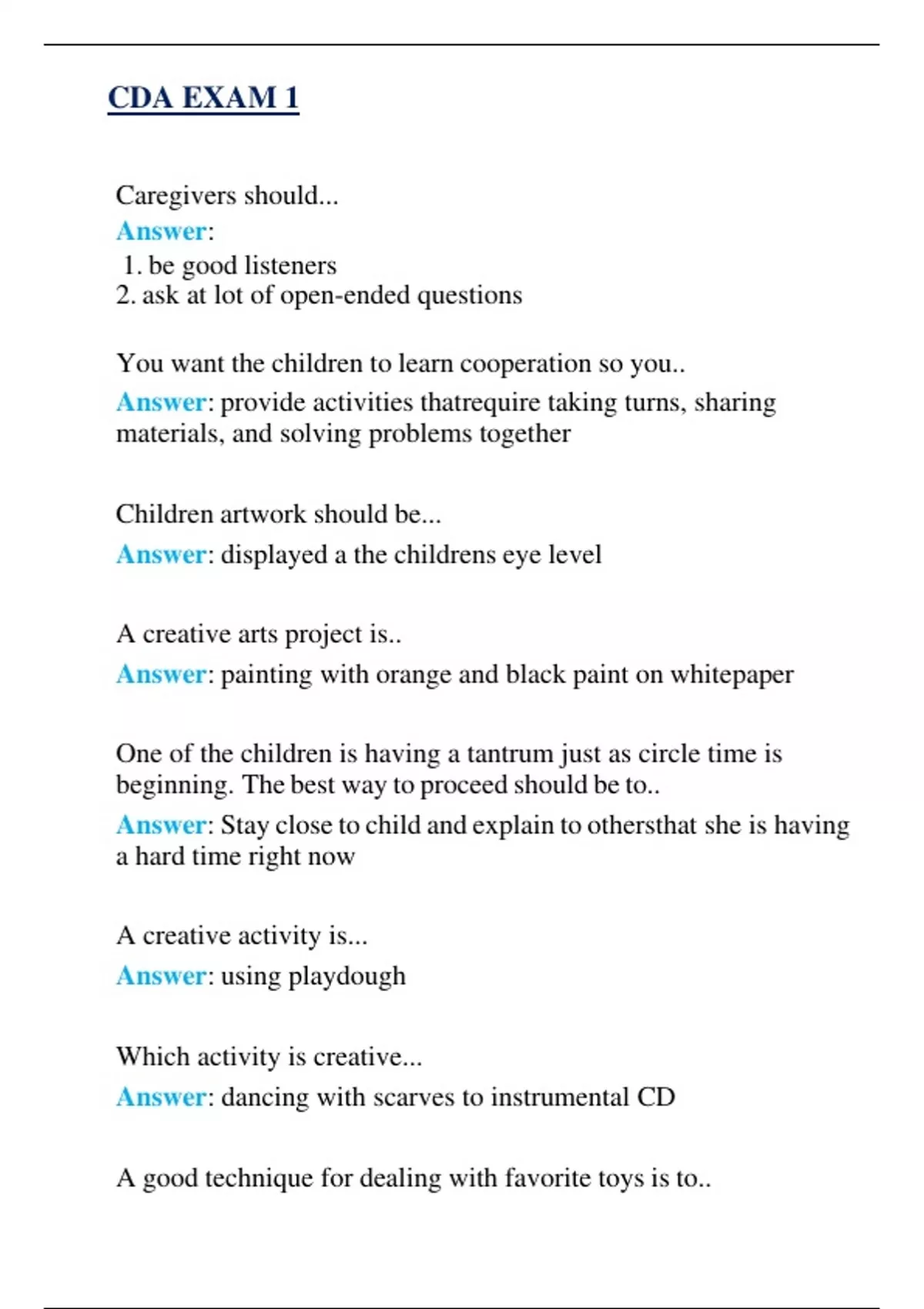 CDA EXAMS SET ( EXAM 1, 2 ) ( UPDATED 2025 ) | QUESTIONS WITH 100% ...