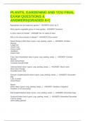 PLANTS&comma; GARDENING AND YOU FINAL EXAM QUESTIONS & ANSWERS&lpar;GRADED A&plus;&rpar;