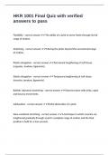 HKR 1001 Final Quiz with verified answers to pass