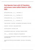 Pool Operator Exam with 127 Questions and answers Latest edition Rated A&plus; 100&percnt; PASS