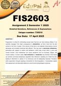 FIS2603 Assignment 2 &lpar;COMPLETE ANSWERS&rpar; Semester 1 2025 &lpar;739210&rpar; - DUE 17 April 2025