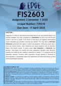 FIS2603 Assignment 2 &lpar;ANSWERS&rpar; Semester 1 2025 - DISTINCTION GUARANTEED