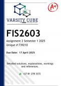 FIS2603 Assignment 2 &lpar;DETAILED ANSWERS&rpar; Semester 1 2025 - DISTINCTION GUARANTEED