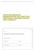 CERTIFIED RADIOLOGY ADMINISTRATOR TEST PREP 2025 QUESTIONS & ANSWERS SOLVED 100&percnt; CORRECT&excl;&excl;