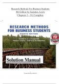 SOLUTION MANUAL Research Methods For Business Students 8th Edition Mark Saunders&comma; Philip Lewis Chapters 1 - 14&comma; Complete