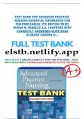 TEST  BANK   FOR   ADVANCED   PRACTICE   NURSING   ESSENTIAL   KNOWLEDGE   FOR    THE   PROFESSION   4TH  EDITION     BY    SUSAN   M&period;   DENISCO   ALL  CHAPTERS   WITH    CORRECTLY   ANSWERED   QUESTIONS    ALREADY   GRADED  A&plus;&period;&period; ISBN&period;&period;&period;&period;9781284176124